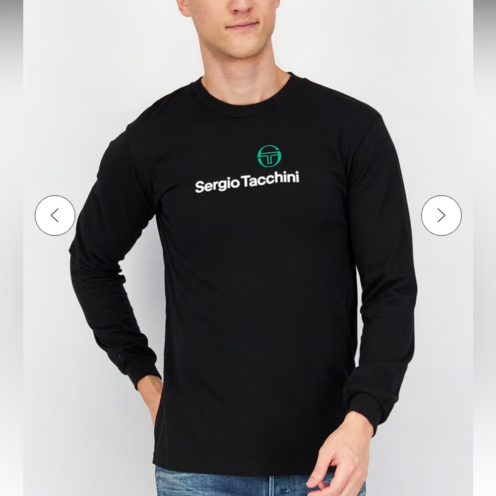 Sergio Tacchini Black Long Sleeve Cotton TShirt Sz XL